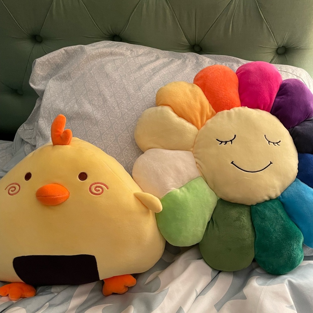 Colorful Plush Flower and Chick Stuffed Toys